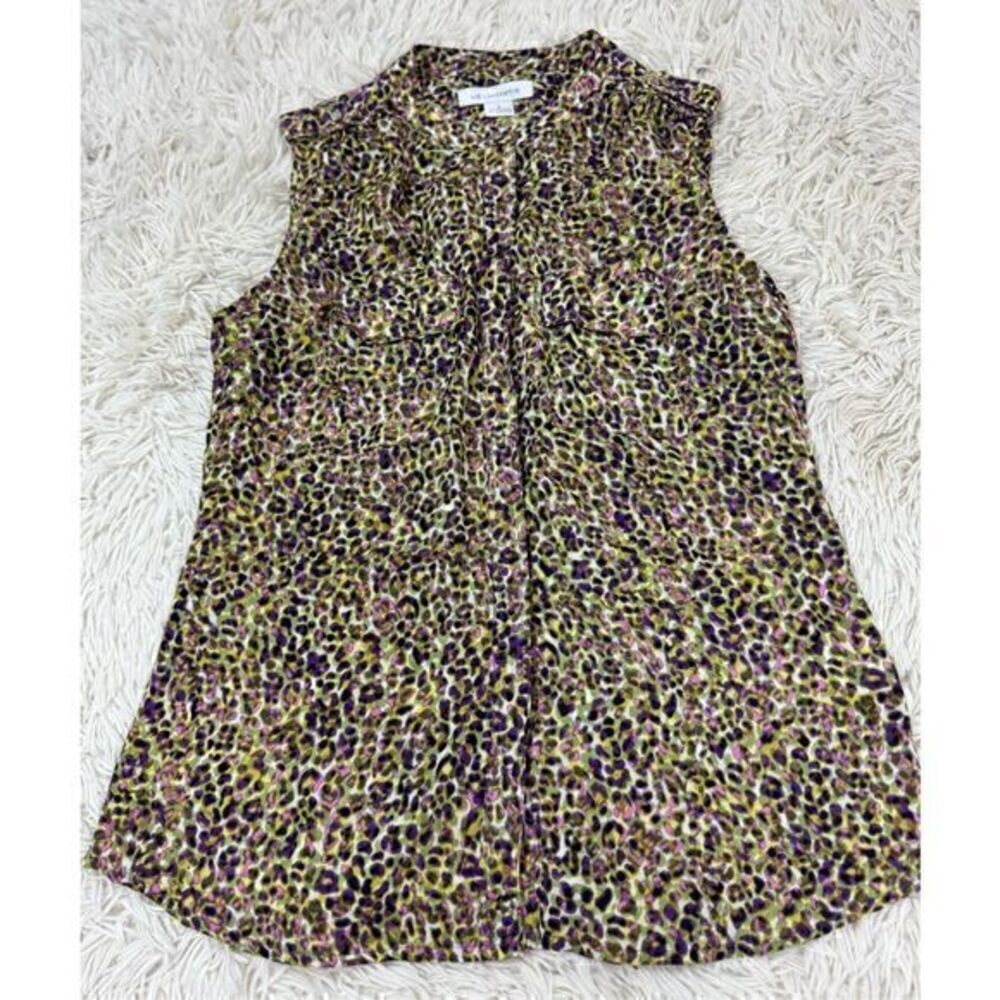 Colorful Pastel Cheetah Print sleeveless blouse size Small by Liz Claiborne